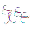 High Carbon Steel Treble Fishing Hook, Sharp Triple Hook, Colorful Rainbow Anchor Tackle Fishhook, Size 4, 6, 8, 10 #, 60Pcs/Lot