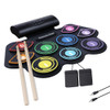 Digital Electronic Drum Compact Size USB Foldable Silicon Drums Set 7/9-Pad Drums Digital Drum Kits with Drumsticks Foot Pedals