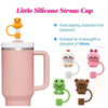 5Pcs Animal Shape Reusable10mm Silicone Straw Topper For Stanley Cup Accessories Dust-Proof Straw Cover Tips Lids
