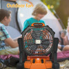 Outdoor Portable Camping Tent Fan with LED Light 7800mAh Battery Solar Powered Rechargeable Rotation Lantern with Hook Picnic