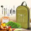 Stainless Steel Portable Camping Cookware Kit Outdoor BBQ Cooking Tools Set Backpacking Travel Hiking Kitchenware Storage Bag