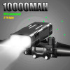 1600LM LED Bike Light Front USB Rechargeable T6 10000mAh Waterproof Flashlight For Bicycle Light Cycling MTB Headlight Aluminum