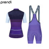PRENDI Women Cycling Jersey And Bib Shorts Set Gel Pad Pro Bicycle Clothing Purple Summer Comfortable Laser Cut Sleeves