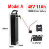36V 48V 11Ah 13Ah 12Ah 17Ah 20AhSeat Tube Silver Fish 18650 Li-ion Battery For Electric Bike Bicycle Fiets Accu Akku+charger
