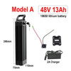 36V 48V 11Ah 13Ah 12Ah 17Ah 20AhSeat Tube Silver Fish 18650 Li-ion Battery For Electric Bike Bicycle Fiets Accu Akku+charger