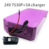 With 5A charger 105Ah 7S30P 24V battery e-bike ebike electric bicycle Li-ion customizable 390x170x70mm