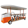 Luxury Pedal Pub Truck For 13 Person 4 Wheel Electric Pub Electric Beer Party Bike Sightseeing Bus