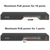 POE Switch 16 POE 2 Uplink 2 SFP 100/1000Mbps 20 Ports Ethernet Switch LAN RJ45 Hub Smart Network Switcher 250W for IP Camera
