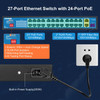 AI 27 Ports POE Switch ethernet poe gigabit RJ45 Uplink SFP 1000Mbps Network VLAN Hub Smart Ethernet Switcher 300W for IP Camera