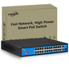 AI 27 Ports POE Switch ethernet poe gigabit RJ45 Uplink SFP 1000Mbps Network VLAN Hub Smart Ethernet Switcher 300W for IP Camera