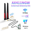 WiFi 6E Wireless Card Intel AX411 CNVio2 Bluetooth5.3 Tri-Band 5374Mbps Network Adapter for Laptop/PC Win10/11-64bit Antenna