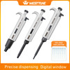 WESTTUNE Plastic Micro Pipette Gun Lab Single Channel Pipettor Adjustable Volume Dropper Micropipette Half Autoclavable with Tip
