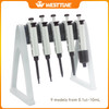 WESTTUNE Plastic Micro Pipette Gun Lab Single Channel Pipettor Adjustable Volume Dropper Micropipette Half Autoclavable with Tip