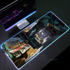 Japan Street RGB Mouse Pad XXL Locking Edge Mouse Mat LED Luminous Mousepad Pc Keyboard Desk Mats 900x400mm Rubber Carpet Pads