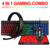 Spanish Keyboard Mouse Headset Mousepad Set Mechanical Feel Game 104 Keys Keyboards 1200DPI Mice Headphone Combos for PC Gamer