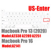 Keyboard Cover For Macbook Pro 13 2020 M1 A2338 A2289 Pro 16 inch 2019 A2141 Keyboard Skin Silicone dust Cover US Type English