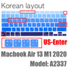 Korean layout Laptop Keyboard Cover Waterproof For MacBook Air 13 inch M1chip A2337(2020)Color soft silicone keyboard Case Skin