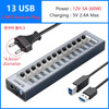 ORICO Powered USB Hub Splitter Socket with Multi USB 3.0 Port Slot Plug On-Off Key Switch Dock Power Strip Adapter for PC Laptop