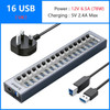 ORICO Powered USB Hub Splitter Socket with Multi USB 3.0 Port Slot Plug On-Off Key Switch Dock Power Strip Adapter for PC Laptop