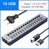 ORICO Powered USB Hub Splitter Socket with Multi USB 3.0 Port Slot Plug On-Off Key Switch Dock Power Strip Adapter for PC Laptop