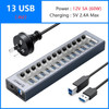 ORICO Powered USB Hub Splitter Socket with Multi USB 3.0 Port Slot Plug On-Off Key Switch Dock Power Strip Adapter for PC Laptop