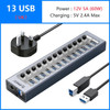 ORICO Powered USB Hub Splitter Socket with Multi USB 3.0 Port Slot Plug On-Off Key Switch Dock Power Strip Adapter for PC Laptop