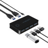 USB 3.0 KVM Switch USB Shared Switcher 2 Inputs 4 Outputs for Laptop PC Keyboard Mouse Printer USB Switch Controller Hub Adapter