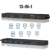 Lemorele 13Ports USB Hub Type C Hub USB Docking Station Dual HDMI 4K30Hz VGA USB3.0 Adapter for Macbook Windows Laptop Hub