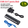 USB 3.0 Hub USB Hub 3.0 Multi USB Splitter 3 Hab Use Power Adapter 7 Port Multiple Expander 2.0 USB3 Hub with Switch for PC