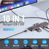 Lemorele TC46 10in1 USB HUB Docking Station USB c Hub HDMI 4K 60Hz USB 3.0 RJ45 1000Mbps PD100W Charge For Macbook Pro Laptop