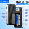 ORICO M.2 NVMe SSD Case USB C HDD Docking Station with Cooling SSD Enclosure 10Gbps PD100W RJ45 SD/TF 4K for Laptop Macbook Pro