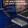 Blueendless 4k 60hz Aluminum 8 in 1USB C HUB with SSD Card Type c Charging RJ45 LAN Docking Station USB 3.0 Hub for Laptop