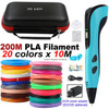 3D Printing Pen for Children 3D Pen Set Kids Birthday Christmas Creative Gift with 200M PLA Filament Storage Box Power Adapter