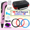 3D Pen for Children 3D Printing Pen with LED Screen 200M PLA and Power Adapter and Storage Box Christmas Birthday Gift for Kids