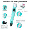 High Quality 3D Pen 3D Printing Pen,90m 30Colors PLA Filament 1.75mm DIY Pen With travel cas,Kids Educational Toys Gift for Kids