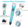 3D Pen with LCD Display, 3D Children's Printing Pen Compatible with PLA/ABS Filament, Creative Gift for Birthday and Christmas