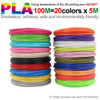 PLA filament diameter 1.75mm color 3D printing material for 3D pen,10/20/30 colors, 100M 150M 200M, colorless, odorless and safe