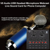 V8 Audio USB External Sound Card Headset Microphone Webcast Personal Entertainment Streamer Live Broadcast for PC Computer Audio