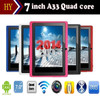High quality 7 inch 2800 mah Dual camera android 4.4 Allwinner A33 quad core Q88 tablet pc 9 colors 20pcs/lot DHL Free Shipping
