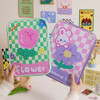 Cartoon Girl Chessboard Checker iPad Tablet Bag Storage Bag PU Sweet and Cute 11 Inch Tablet Computer Handheld Bag