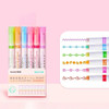 3/6/8pcs Line Shaped Highlighter Roller Tip Curve Liner Marker Pens Kawaii Manga Graffiti Pens Korean Stationery Office Supplies