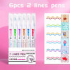 3/6/8pcs Line Shaped Highlighter Roller Tip Curve Liner Marker Pens Kawaii Manga Graffiti Pens Korean Stationery Office Supplies
