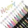 New 12PCS/Set Double Line Pen Metallic Color Magic Outline Marker Pens Glitter for Drawing Painting Doodling School Art Supplies
