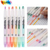 Haile 6pcs/set Double Tip Highlighter Pens Macaron Color Manga Markers Pastel highlighters Kawaii Japanese Stationery