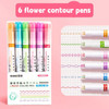Borrence 8Pcs Kawaii Flowers Line Shaped Highlighter Pens Roller Tip Curve Liner Marker Writing Journaling Drawing Stationery