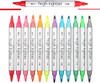Double Highlighters Marker Pens, 12 Colors Broad and Fine Tips Highlighter Pastel Marker Set for Kids Adults Coloring, Underline