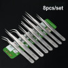 1set HRC40° High precision tweezers anti-static pointed elbow stainless steel tweezers maintenance clamping tool tweezers