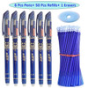 57Pcs/Set Erasable Gel Pens Black Blue Refill Rod 0.5mm Ballpoint Pen Washable Handle School Office Writing Supplies Stationery