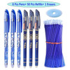 57Pcs/Set Erasable Gel Pens Black Blue Refill Rod 0.5mm Ballpoint Pen Washable Handle School Office Writing Supplies Stationery