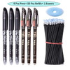 57Pcs/Set Erasable Gel Pens Black Blue Refill Rod 0.5mm Ballpoint Pen Washable Handle School Office Writing Supplies Stationery